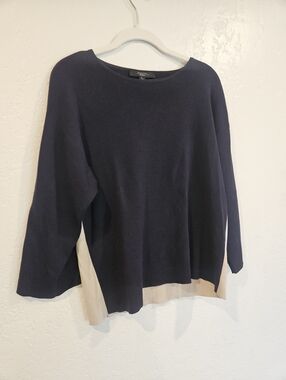 Weekend By Max Mara Cin Cin Sweater Womens Size Med In Black & Beige Boat Neck.